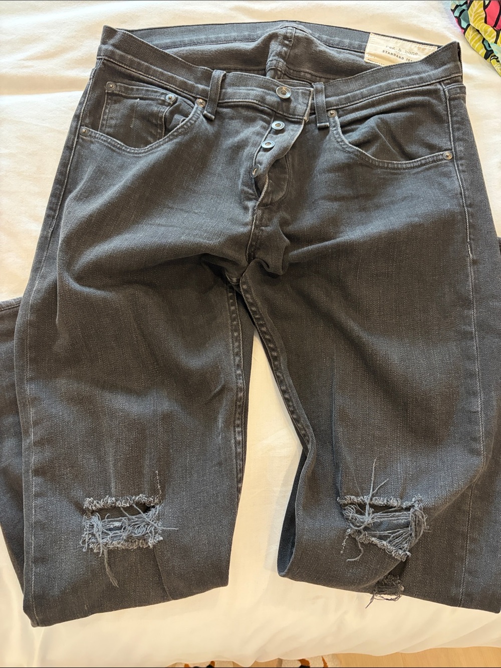 Rag& Bone Mens Skinny Ripped Jeans